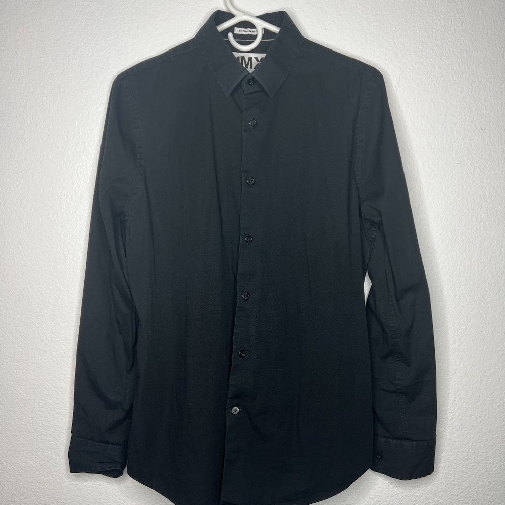 1MX Express Black Solid Button Down Extra Slim Fit